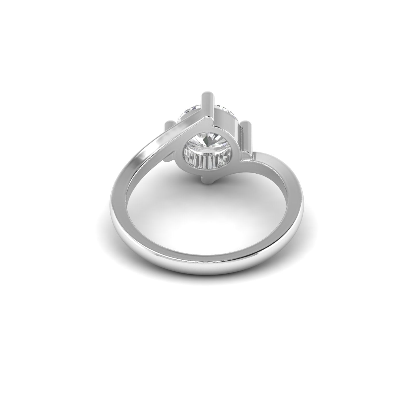 White Gold Studded 1.3 Carat Lab Grown Diamond Ring E Color VS2 Clarity.